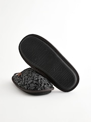 Black/Grey Knitted Mule Slippers - Image 5 of 7