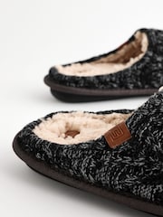 Black/Grey Knitted Mule Slippers - Image 6 of 7