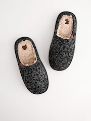 Black/Grey Knitted Mule Slippers - Image 7 of 7