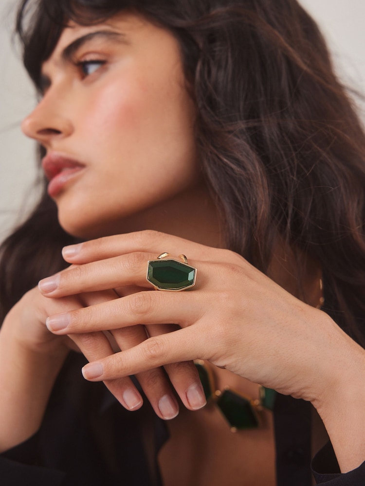 Green Chunky Statement Ring Made With Recycled Zinc - Image 1 of 4