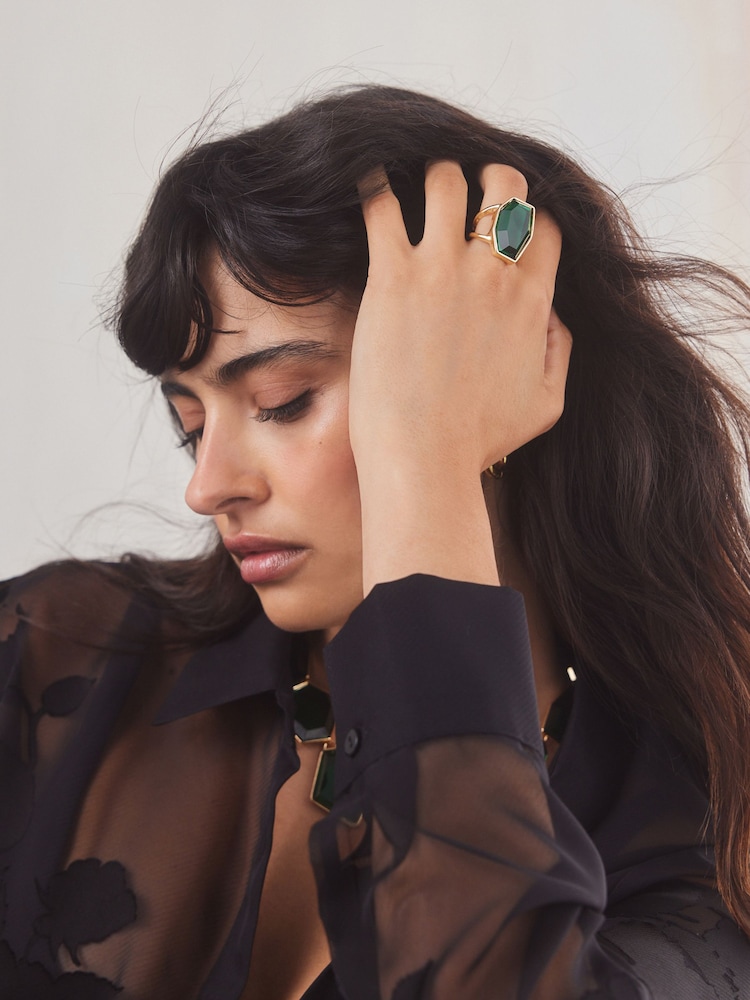 Green Chunky Statement Ring Made With Recycled Zinc - Image 2 of 4