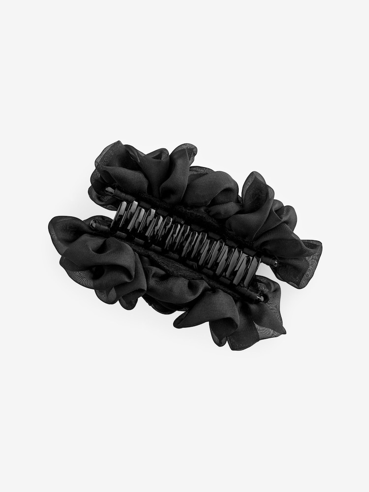 Black Flower Ruffle Hair Clip - Image 1 of 3