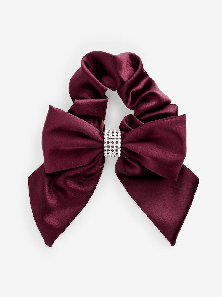 Burgunderrot - Diamante Bow Scrunchie - Bild 2 von 2 Burgunderrot - Diamante Bow Scrunchie - Bild 2 von 2