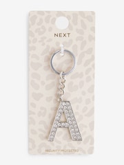 Silver Tone Sparkle Initial Keyring - Image 1 of 10