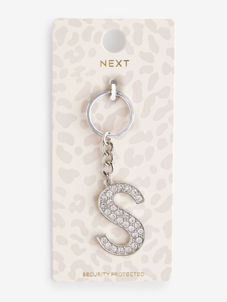 Silver Tone Sparkle Initial Keyring - Image 10 of 10