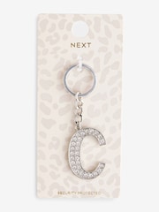 Silver Tone Sparkle Initial Keyring - Image 2 of 10