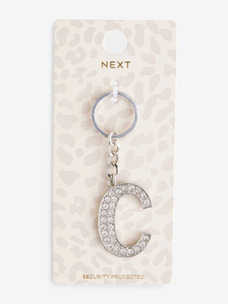 Silver Tone Sparkle Initial Keyring - Image 2 of 10
