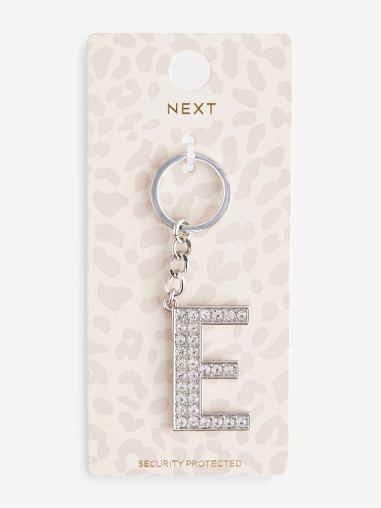 Silver Tone Sparkle Initial Keyring - Image 3 of 10
