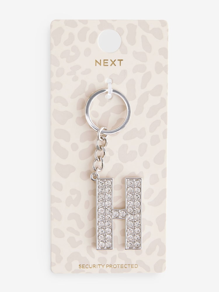 Silver Tone Sparkle Initial Keyring - Image 4 of 10
