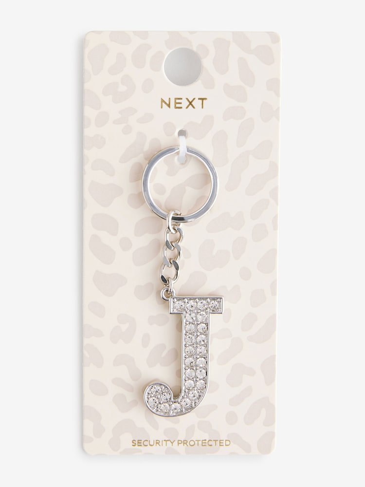 Silver Tone Sparkle Initial Keyring - Image 5 of 10
