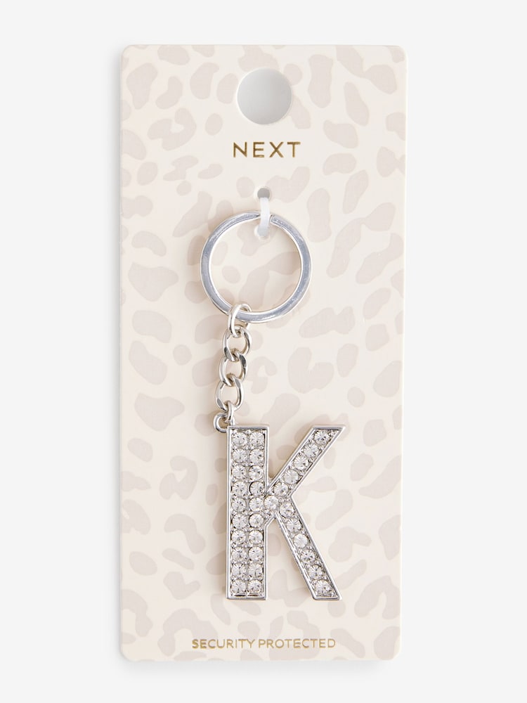 Silver Tone Sparkle Initial Keyring - Image 6 of 10