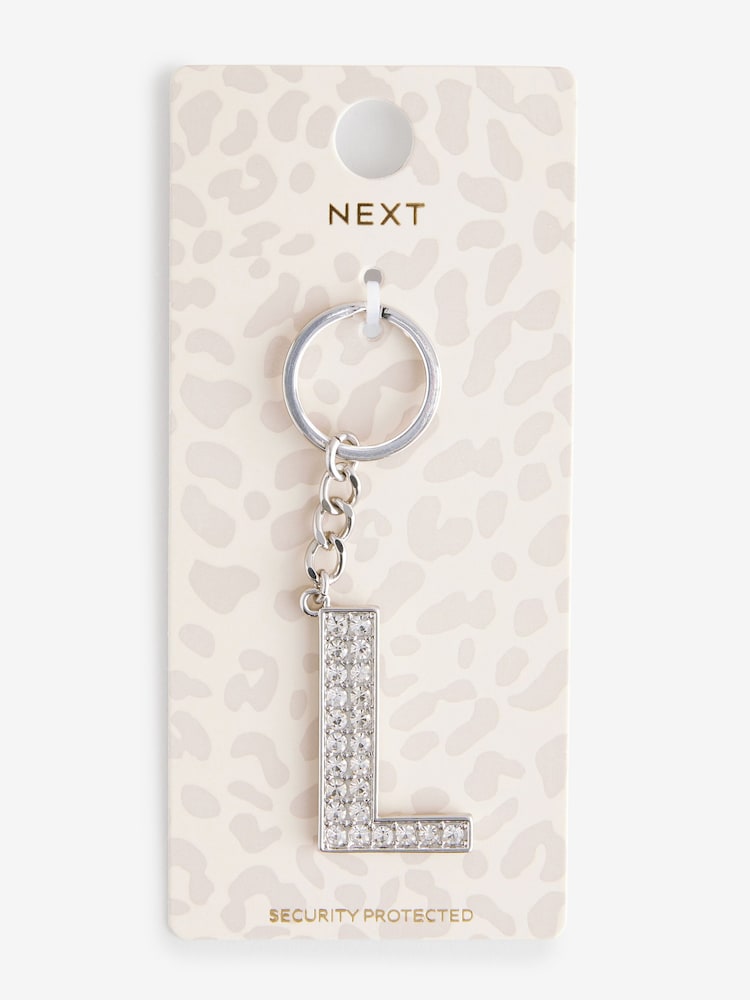 Silver Tone Sparkle Initial Keyring - Image 7 of 10