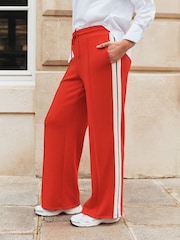 Red Wide Leg Side Stripe Track Trouser Joggers - Image 4 of 6