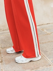 Red Wide Leg Side Stripe Track Trouser Joggers - Image 6 of 6