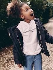 Tommy Hilfiger White Essential Logo Embroidery Hoodie - Image 2 of 10
