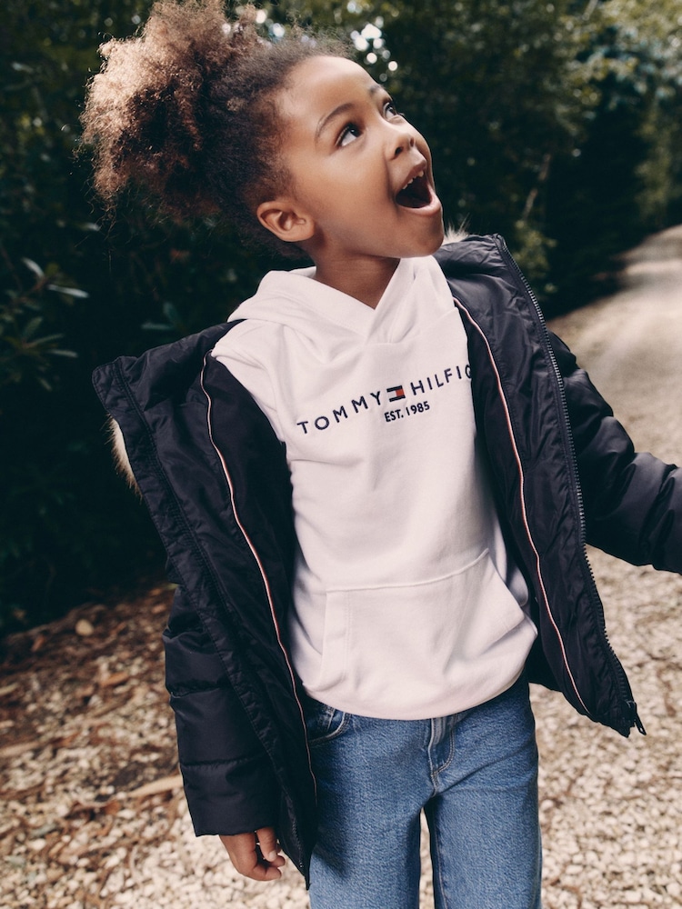 Tommy Hilfiger White Essential Logo Embroidery Hoodie - Image 2 of 10