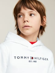 Tommy Hilfiger White Essential Logo Embroidery Hoodie - Image 5 of 10
