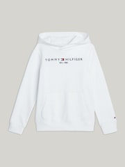 Tommy Hilfiger White Essential Logo Embroidery Hoodie - Image 6 of 10