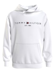 Tommy Hilfiger White Essential Logo Embroidery Hoodie - Image 9 of 10