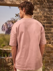 Pink EDIT Heavyweight Relaxed Floral Embroidery 100% Cotton Graphic T-Shirt - Image 3 of 7