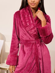 Lipsy Red Shawl Collar Super Soft Dressing Gown - Image 2 of 4