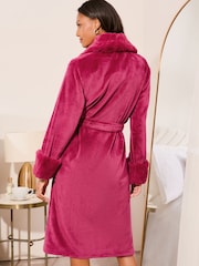 Lipsy Red Shawl Collar Super Soft Dressing Gown - Image 4 of 4