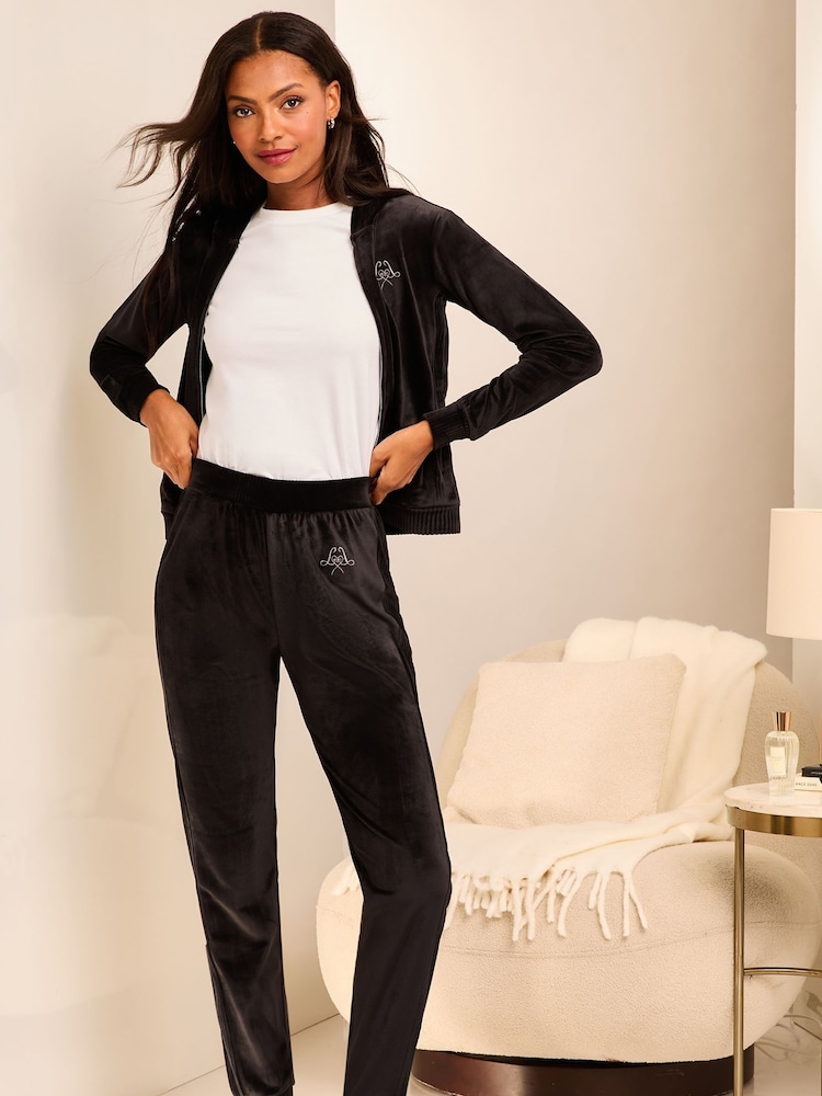 Lipsy Black Petite Velour Joggers - Image 2 of 4