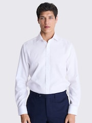 MOSS White Tailored Fit Oxford Non Iron 100% Cotton Shirt - Image 1 of 4