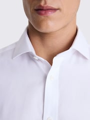 MOSS White Tailored Fit Oxford Non Iron 100% Cotton Shirt - Image 2 of 4