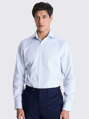 MOSS Sky Blue Single Cuff Dobby 100% Cotton Shirt - Image 1 of 4