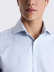 MOSS Sky Blue Single Cuff Dobby 100% Cotton Shirt - Image 2 of 4