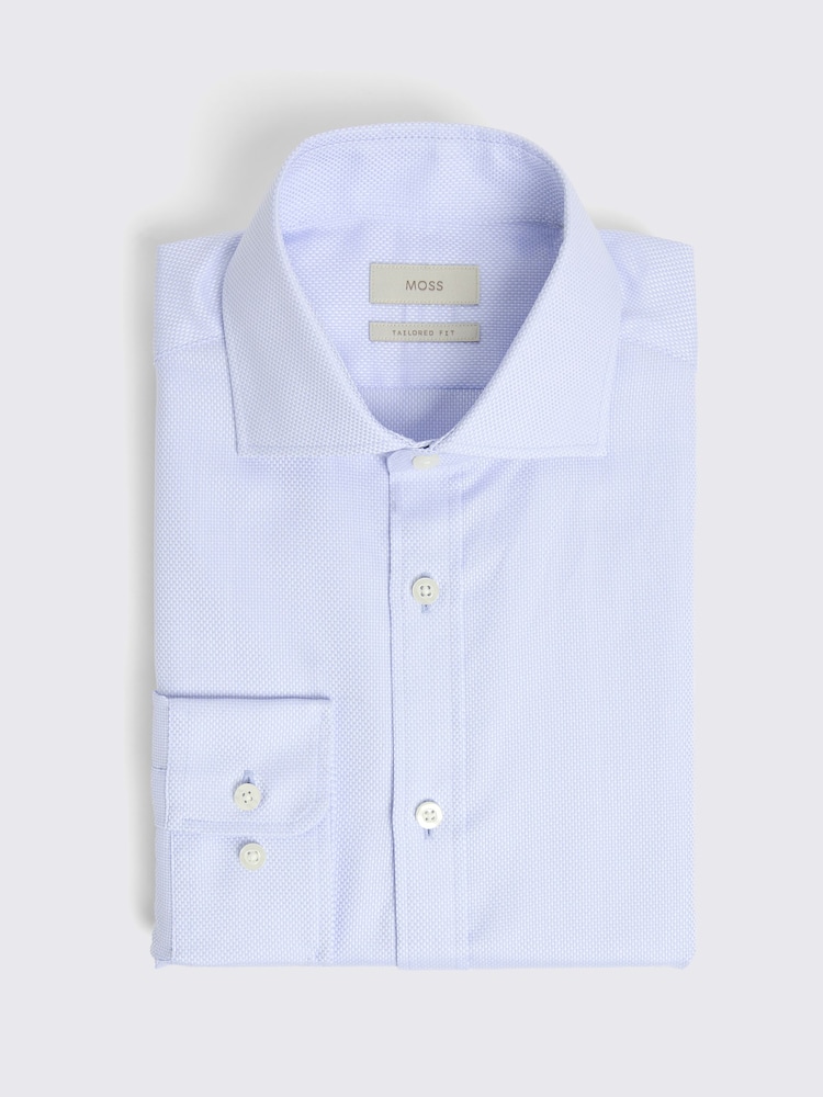 Світло-блакитний - Бавовняна сорочка MOSS з одним манжетом у стилі Доббі - Image 4 of 4 Світло-блакитний - Бавовняна сорочка MOSS з одним манжетом у стилі Доббі - Image 4 of 4