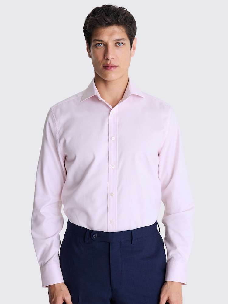 MOSS Light Pink Tailored Dobby Stretch Shirt - Image 1 of 3