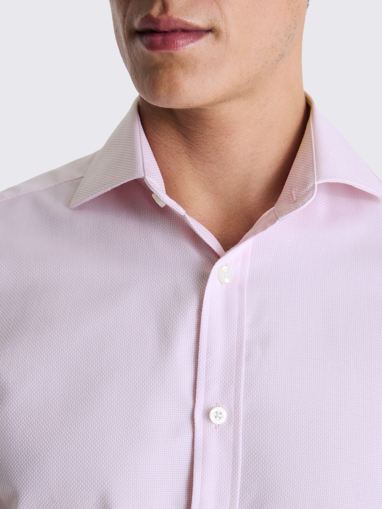 MOSS Light Pink Tailored Dobby Stretch Shirt - Image 2 of 3