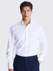 MOSS White Tailored Fit Dobby 100% Cotton Shirt - Image 1 of 4