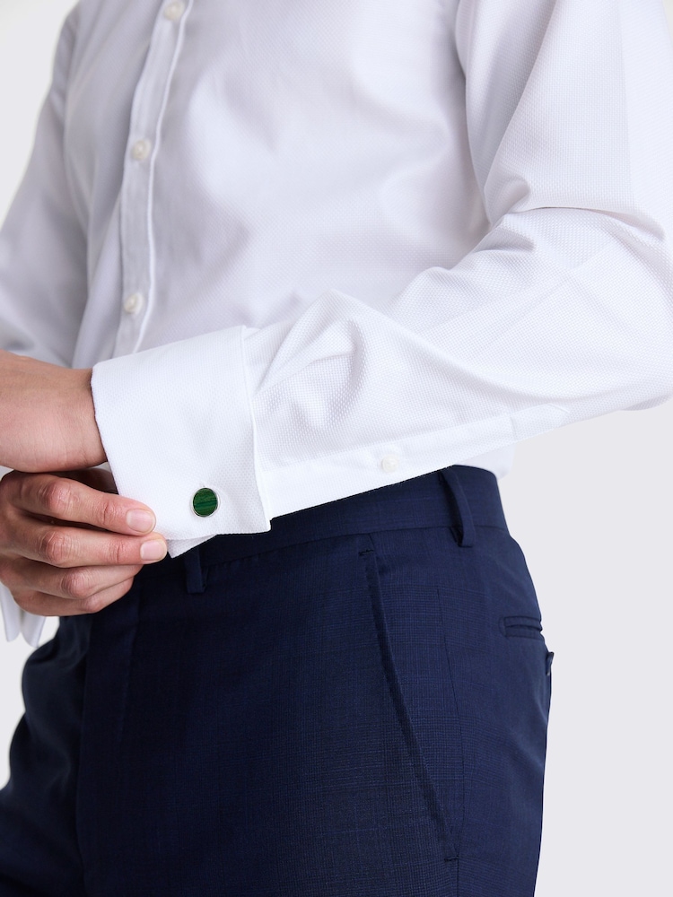 MOSS White Tailored Fit Dobby 100% Cotton Shirt - Image 2 of 4
