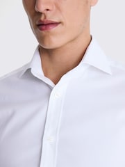 MOSS White Tailored Fit Dobby 100% Cotton Shirt - Image 3 of 4