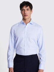 MOSS Sky Blue Tailored Fit Oval Textured Non Iron 100% Cotton Shirt - Image 1 of 5