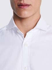 MOSS Ivory White Single Cuff Dobby 100% Cotton Shirt - Image 2 of 4