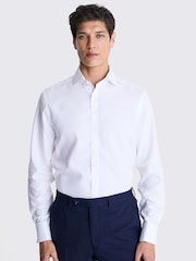 MOSS White Tailored Fit Oxford Non Iron 100% Cotton Shirt - Image 1 of 4