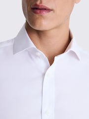 MOSS White Tailored Fit Oxford Non Iron 100% Cotton Shirt - Image 2 of 4