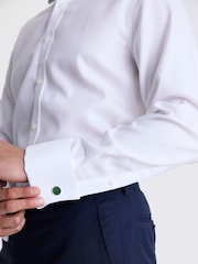 MOSS White Tailored Fit Oxford Non Iron 100% Cotton Shirt - Image 3 of 4