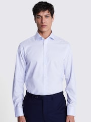 MOSS Light Blue Tailored Fit Stripe Twill Non Iron 100% Cotton Shirt - Image 1 of 5