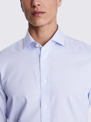 MOSS Light Blue Tailored Fit Stripe Twill Non Iron 100% Cotton Shirt - Image 2 of 5