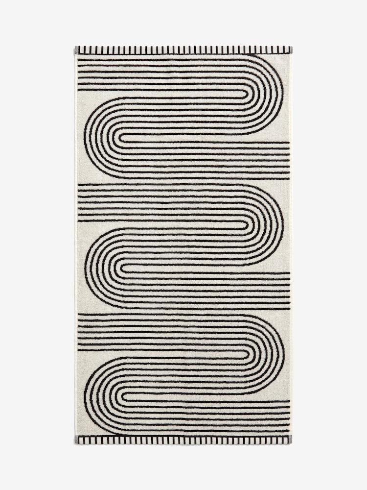 Black/White Geo Swirl 100% Cotton Towels - Image 5 of 5