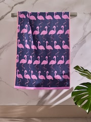 Blue Flamingo 100% Cotton Towel - Image 1 of 4