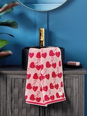 Pink Cherry Heart 100% Cotton Towel - Image 1 of 3