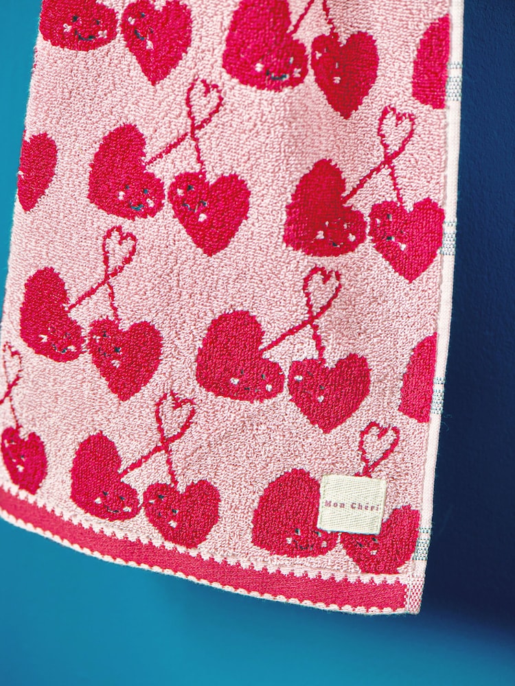 Pink Cherry Heart 100% Cotton Towel - Image 3 of 3