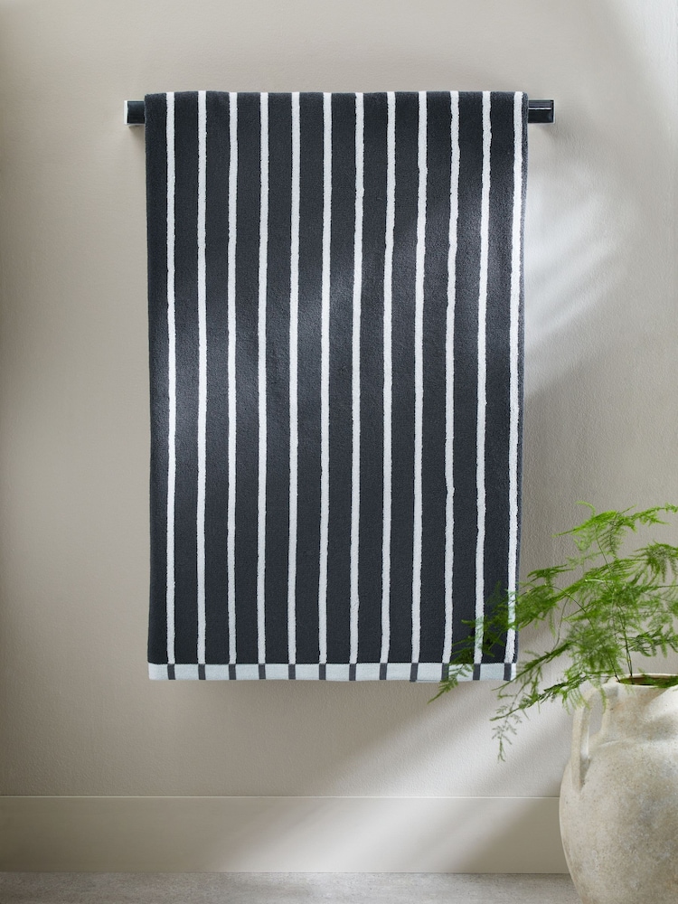 Blue Stripe Egyptian Cotton Towel - Image 1 of 7
