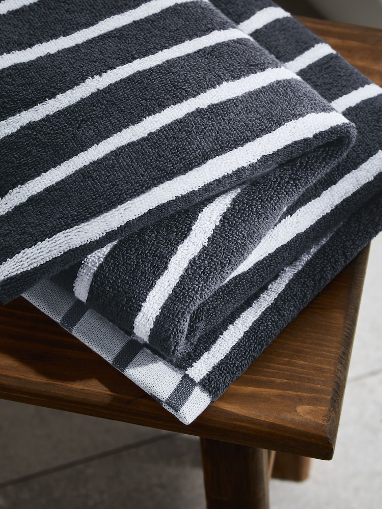 Blue Stripe Egyptian Cotton Towel - Image 2 of 7